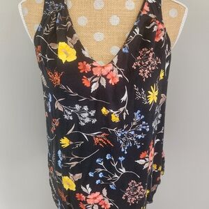 Old Navy Floral Camisole - Black with Multicolor Flowers